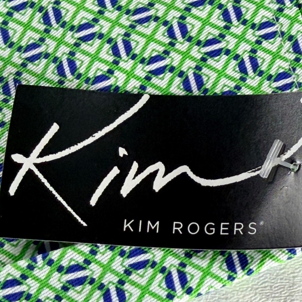 Kim Rogers Fit Solutions Slimming Capris Green Blue Geometric Pants Womens 8 NWT - Picture 9 of 10